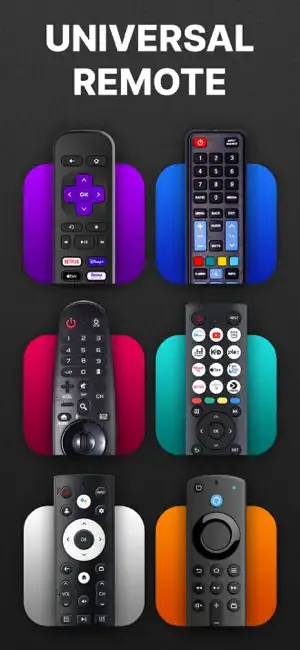 BEGAMOB Universal Remote TV Control App Store screenshot, a grid of six physical TV remote controls