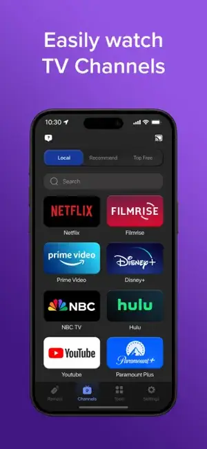 To Ngoc Mai TV Remote and Universal Control App Store screenshot of channel and streaming shortcuts